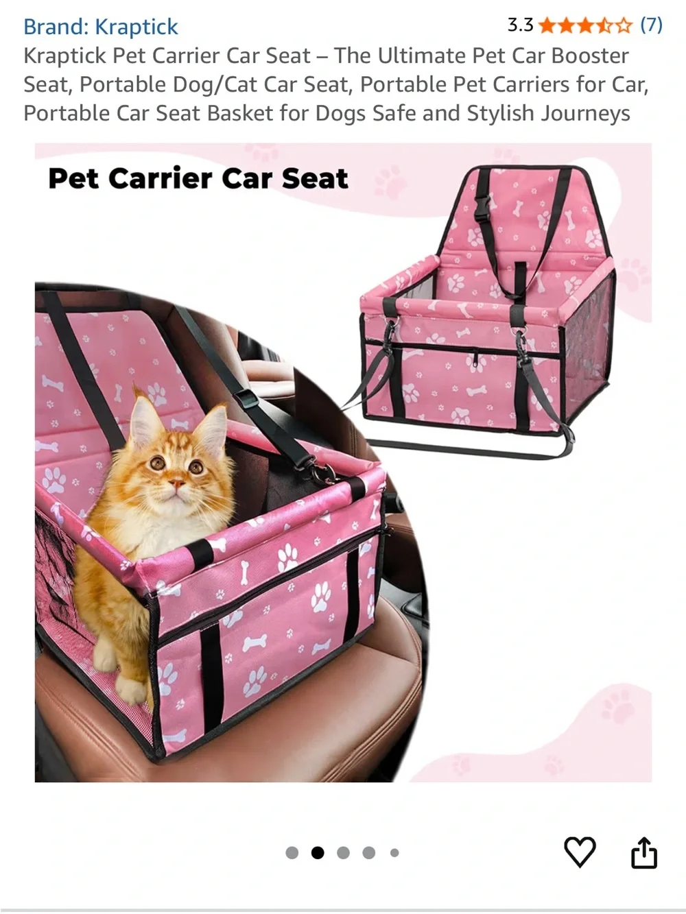 Pink Paw & Bone Pattern Pet Carrier Bag